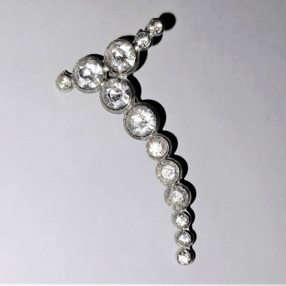 Vintage Rhinestone Necklace, Bracelet and Pin. Clear Stones Silver Tone Settings - Picture 5 of 10